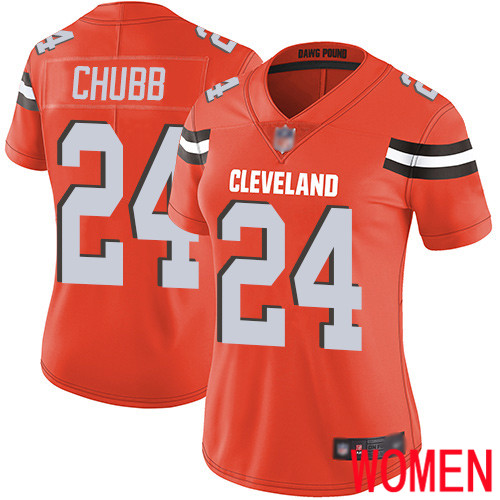 Cleveland Browns Nick Chubb Women Orange Limited Jersey 24 NFL Football Alternate Vapor Untouchable